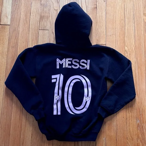 Messi 10 Inter Miami Youth Graphic Hoodie Large Black Cotton Blend - Picture 1 of 7